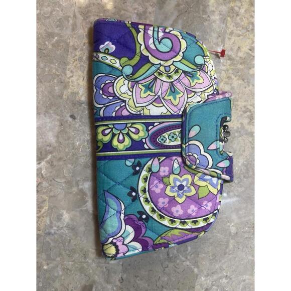 Vera Bradley Wallet Clutch women's  double KISSLOCK COIN PURSE FLORAL - Picture 2 of 9